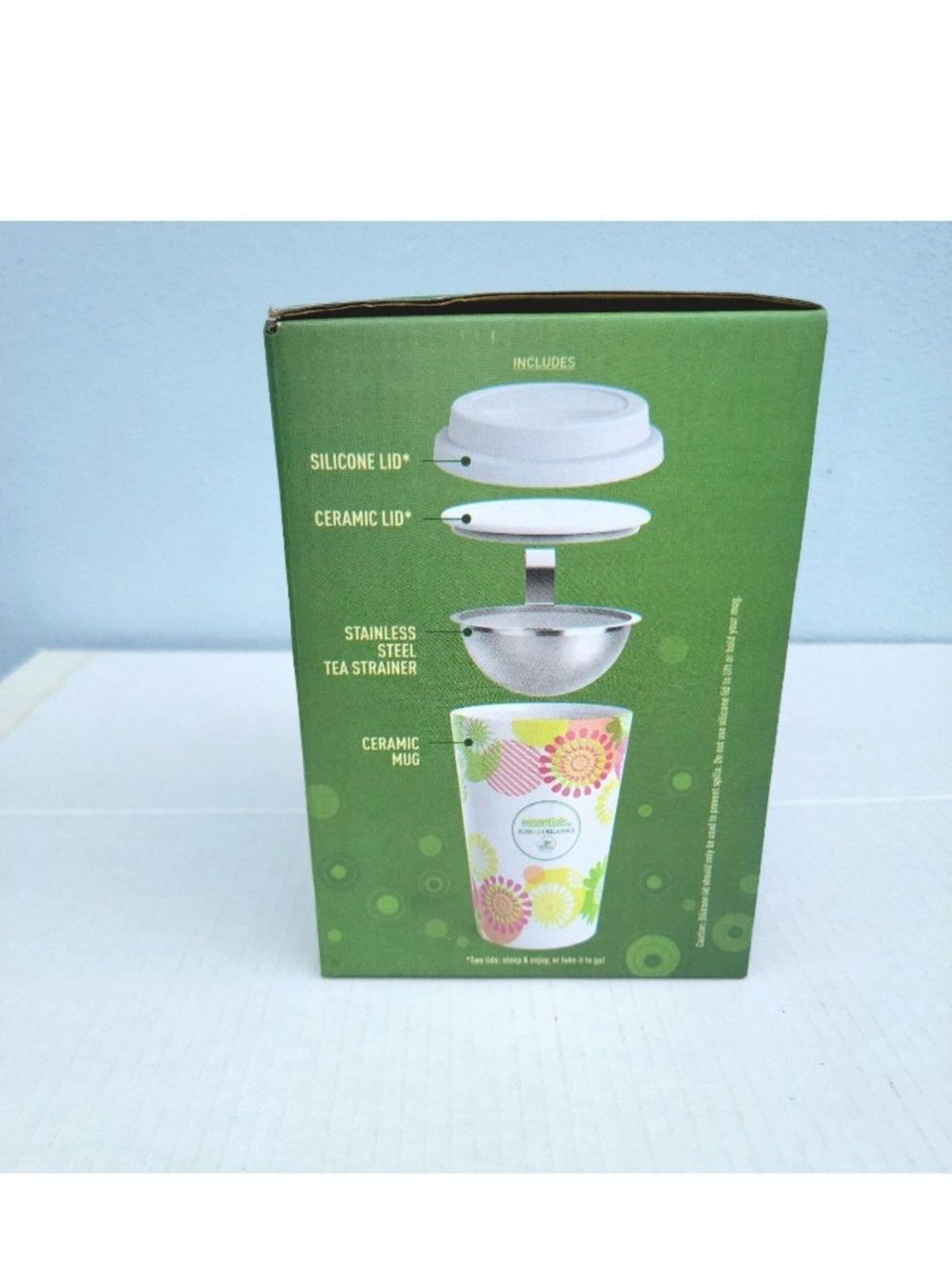 Brand New Essentials by Kiss Me Organics Green Steep & Strain Ceramic Tea Mug - Picture 3 of 3